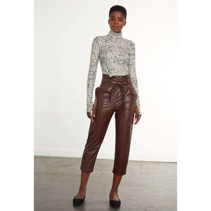 COMMANDO NWT Faux Leather Paperbag Pants in Oxblood // L